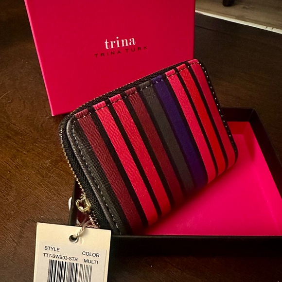 NIB - Trina Turk Multicolor Stripe Coin Purse Card Wallet - Picture 5 of 6